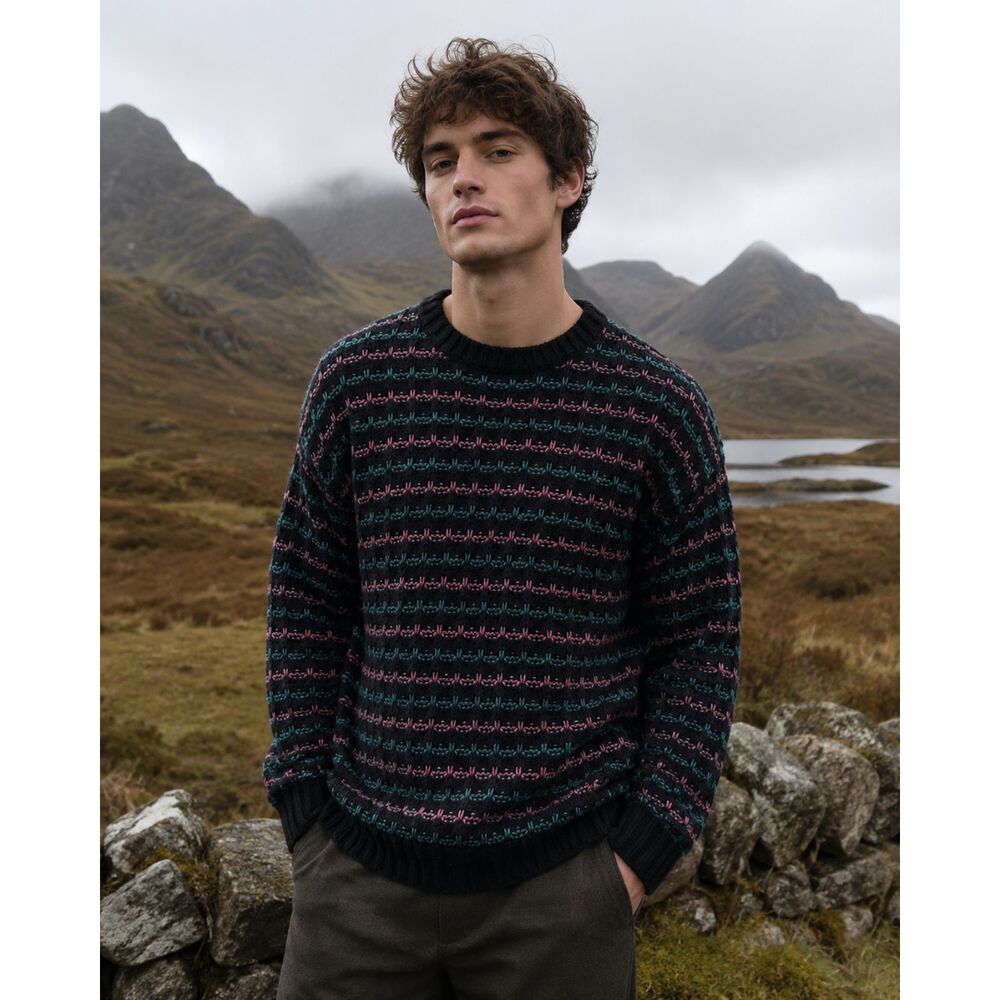 Donegal II Jamie Burns Vintage Sweater 100% Hand Loomed Wool Ireland Blue